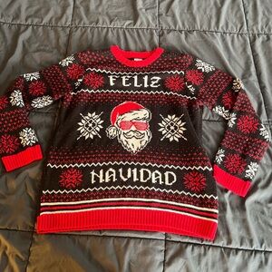Holiday Time Black and Red Feliz Navidad Sweater